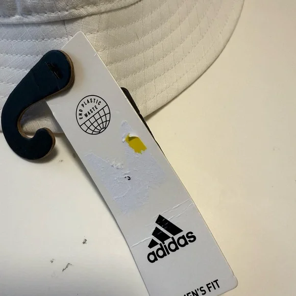 Adidas White Bucket Hat with pink Adidas logo. - Picture 4 of 6